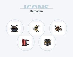 Ramadán línea lleno icono paquete 5 5 icono diseño. . ayuda . linterna . manos . cuidado vector