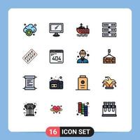 Set of 16 Modern UI Icons Symbols Signs for drugs medicine pc server backup Editable Creative Vector Design Elements