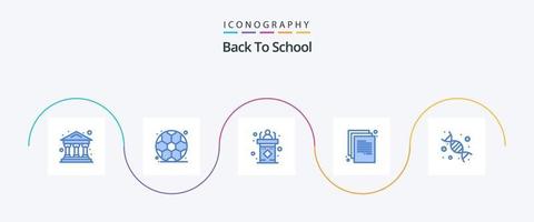 Back To School Blue 5 Icon Pack Including dna. back to school. rostrum. paper. doc vector