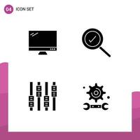 Stock Vector Icon Pack of 4 Line Signs and Symbols for computer editing imac found academy Editable Vector Design Elements