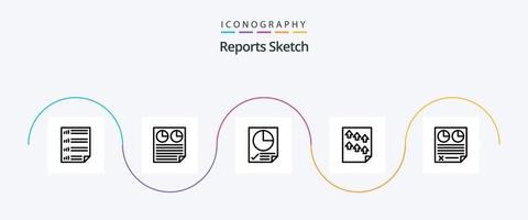 Reports Sketch Line 5 Icon Pack Including paper. high. pie. data. page vector