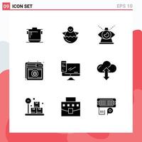 Stock Vector Icon Pack of 9 Line Signs and Symbols for web protection happy antivirus of Editable Vector Design Elements