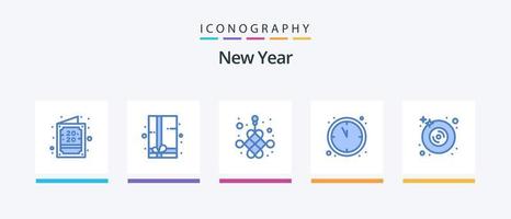 New Year Blue 5 Icon Pack Including music dvd. dvd. knot. disk. countdown. Creative Icons Design