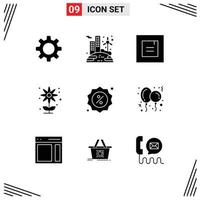 Set of 9 Modern UI Icons Symbols Signs for shop commerce popup badge flower Editable Vector Design Elements