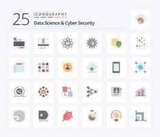 Data Science And Cyber Security 25 Flat Color icon pack including dollar. scince. data. slustion. atoumated vector