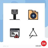 Pictogram Set of 4 Simple Filledline Flat Colors of food seo tools document webpage Editable Vector Design Elements