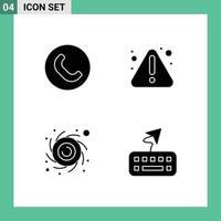 Solid Glyph Pack of 4 Universal Symbols of call attach error astronomy type Editable Vector Design Elements