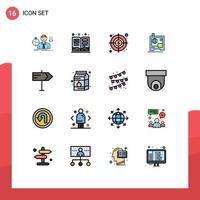 16 Universal Flat Color Filled Line Signs Symbols of pointer direction textbook scanner printer Editable Creative Vector Design Elements