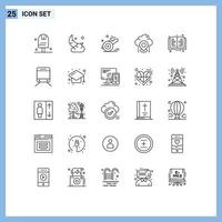 User Interface Pack of 25 Basic Lines of cloud location cloud game referee Editable Vector Design Elements