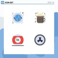 Modern Set of 4 Flat Icons and symbols such as communication equipment worldwide drink pool Editable Vector Design Elements