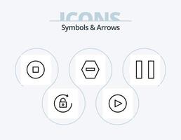 símbolos y flechas línea icono paquete 5 5 icono diseño. . prohibición. . agujas del reloj vector