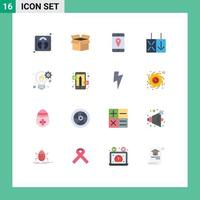 Modern Set of 16 Flat Colors and symbols such as answers gear cell solution bulb Editable Pack of Creative Vector Design Elements