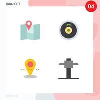 Set of 4 Vector Flat Icons on Grid for location miner barbell location 5 Editable Vector Design Elements