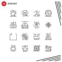 Set of 16 Modern UI Icons Symbols Signs for all measuring aromatherapy energy construction and tools Editable Vector Design Elements