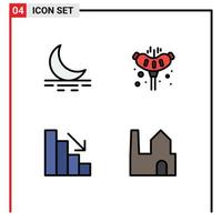 Modern Set of 4 Filledline Flat Colors and symbols such as fog fall meat camping factory chimney Editable Vector Design Elements