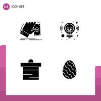 4 User Interface Solid Glyph Pack of modern Signs and Symbols of business deposit earn business finance Editable Vector Design Elements