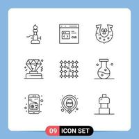 Stock Vector Icon Pack of 9 Line Signs and Symbols for chip diamond develop business horseshoe Editable Vector Design Elements