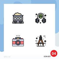 Pictogram Set of 4 Simple Filledline Flat Colors of pollution image headphone service picture Editable Vector Design Elements