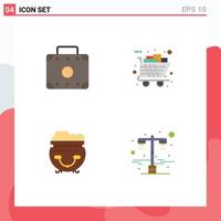 Pack of 4 Modern Flat Icons Signs and Symbols for Web Print Media such as briefcase pot gifts cart american Editable Vector Design Elements