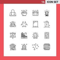 Modern Set of 16 Outlines and symbols such as gas winner design trophies game Editable Vector Design Elements