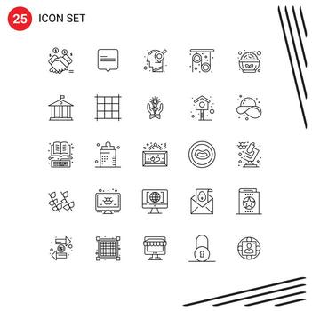 conjunto de 25 vector líneas en cuadrícula para sano Ciencias cabeza investigación física editable vector diseño elementos