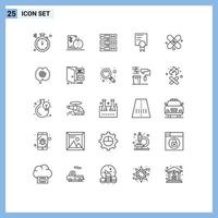 Group of 25 Lines Signs and Symbols for medical school server education files Editable Vector Design Elements