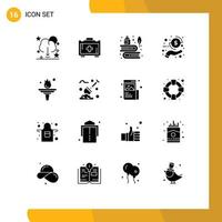 Set of 16 Modern UI Icons Symbols Signs for career money books hand ink Editable Vector Design Elements