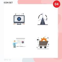 Set of 4 Vector Flat Icons on Grid for medical meeting clean power report Editable Vector Design Elements