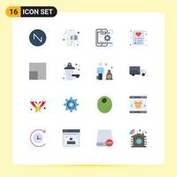 Set of 16 Vector Flat Colors on Grid for protein additive setting view card Editable Pack of Creative Vector Design Elements