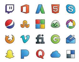 20 Social Media Icon Pack Including inbox fiverr microsoft video browser vector