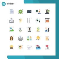 Pictogram Set of 25 Simple Flat Colors of degradation suitcase check portfolio documents Editable Vector Design Elements