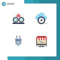 4 Creative Icons Modern Signs and Symbols of lotus power dashboard cloud monitor Editable Vector Design Elements