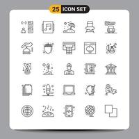 Line Pack of 25 Universal Symbols of gdpr key beach car chair Editable Vector Design Elements