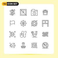 Mobile Interface Outline Set of 16 Pictograms of flag headgear backup welder welding Editable Vector Design Elements