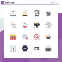 Pictogram Set of 16 Simple Flat Colors of education drying heart clothes designing Editable Pack of Creative Vector Design Elements