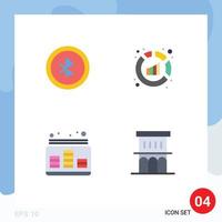 Pack of 4 Modern Flat Icons Signs and Symbols for Web Print Media such as bluetooth level analytics analysis sound Editable Vector Design Elements