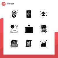 Set of 9 Modern UI Icons Symbols Signs for wall mount arrow business brain Editable Vector Design Elements