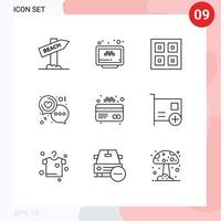 Stock Vector Icon Pack of 9 Line Signs and Symbols for love day website chat logistic Editable Vector Design Elements