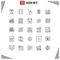 25 Thematic Vector Lines and Editable Symbols of business pointer up location hand Editable Vector Design Elements