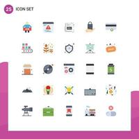 User Interface Pack of 25 Basic Flat Colors of finance shop book market bag Editable Vector Design Elements