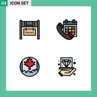 Filledline Flat Color Pack of 4 Universal Symbols of building canada for sale call flag Editable Vector Design Elements