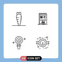 Line Pack of 4 Universal Symbols of carrot cell presentation success laboratory Editable Vector Design Elements