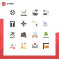 Modern Set of 16 Flat Colors Pictograph of calculator lump service couch home Editable Pack of Creative Vector Design Elements