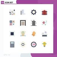 Set of 16 Modern UI Icons Symbols Signs for gate code learning gear learning timer Editable Pack of Creative Vector Design Elements