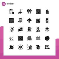 Pictogram Set of 25 Simple Solid Glyphs of web page cross light solution Editable Vector Design Elements