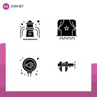 Set of 4 Modern UI Icons Symbols Signs for water slide public audience film reputation Editable Vector Design Elements