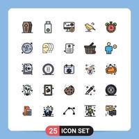 Universal Icon Symbols Group of 25 Modern Filled line Flat Colors of clock sparrow monitor small bird Editable Vector Design Elements