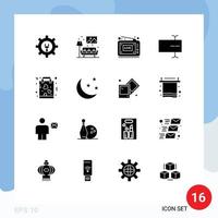 Modern Set of 16 Solid Glyphs Pictograph of paper favorite live buy field Editable Vector Design Elements