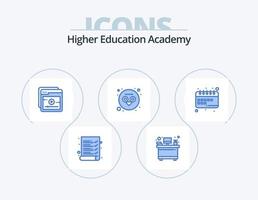 academia azul icono paquete 5 5 icono diseño. escuela. estudiar. cronograma. educación vector