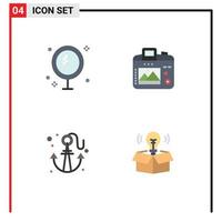 Flat Icon Pack of 4 Universal Symbols of bath anchor mirror image sea Editable Vector Design Elements